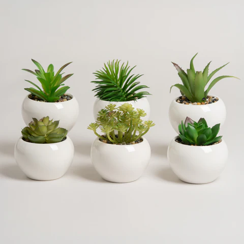 MACETA CERAMICA BLANCA REDONDA 6X6
