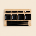 SET DE SUSHI PARA 4 BAMBOO Y PORCELANA CUADRADO NEGRO 30X20 CM