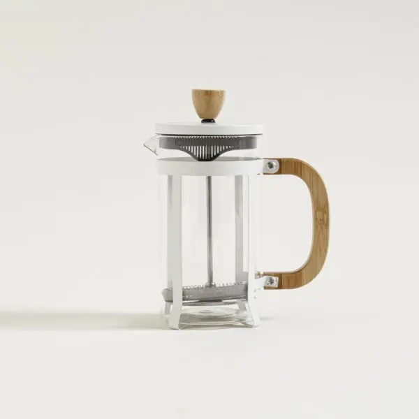 CAFETERA CON EMBOLO CREMA BAMBOO 600 ML