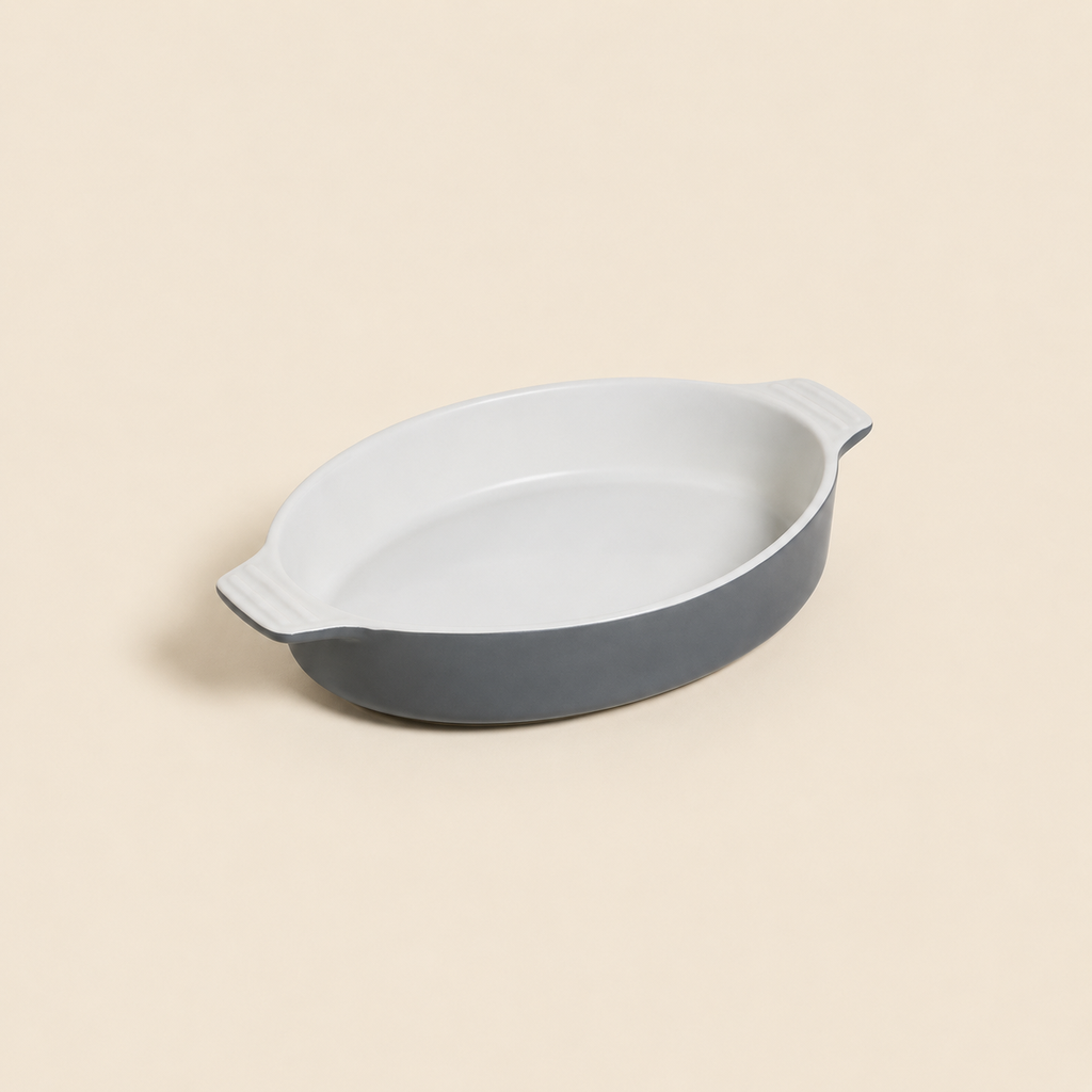 FUENTE OVAL PARA HORNO CREAM & GREY 37,5X25 CM