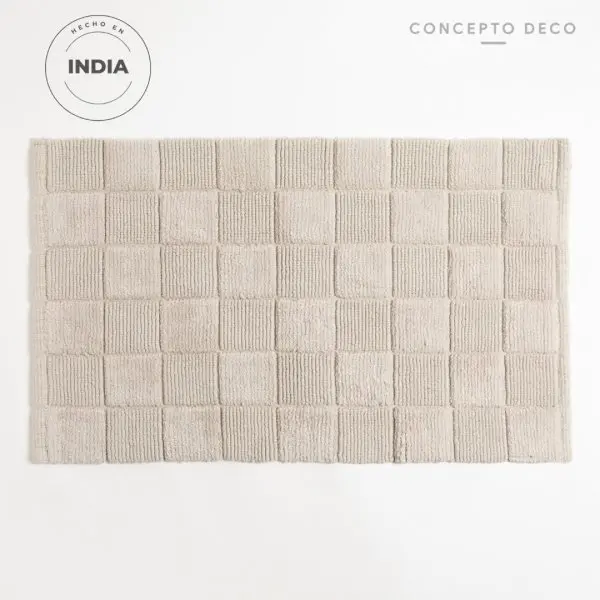 ALFOMBRA INDIA CUADROS GRIS CLARO 50X80CM